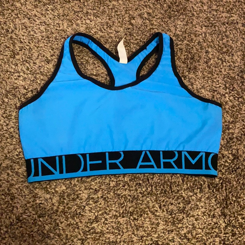 Under Armour Blue & Black Sports Bra - Size M